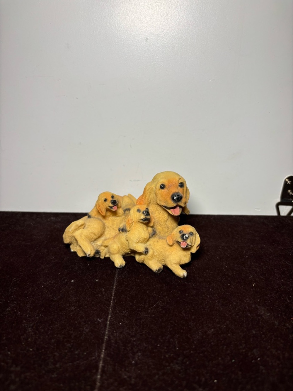 Decorative Golden Retriever Dog Figurine with Puppies - Yellow